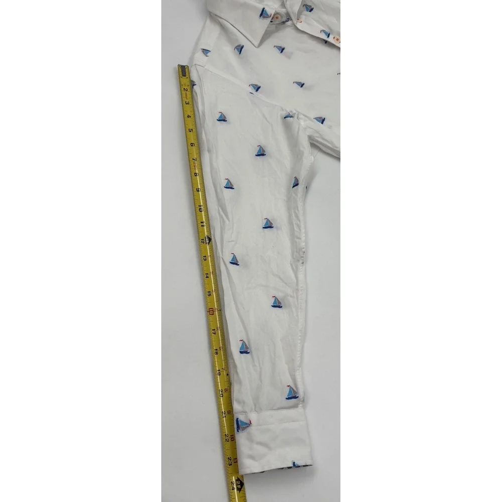 Robert Graham Boy's XL 18-20 Sailboat Button Down White Nautical Shirt